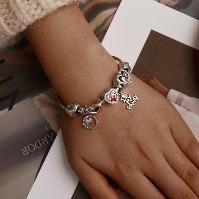 BABAMIA Store Rose Charm Heart Charms for Bracelets 925 Sterling Silver Bead Charm Fits Bracelets and Necklaces Paved with Cubic Zirconia Animal Skull Charm Dainty Halloween Charms Jewelry for Women Girls - Image 4